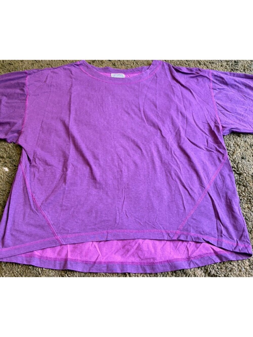 Unionbay Purple Contrast Stitch Oversized T-shirt Vintage 90s Wide neck Mauve L